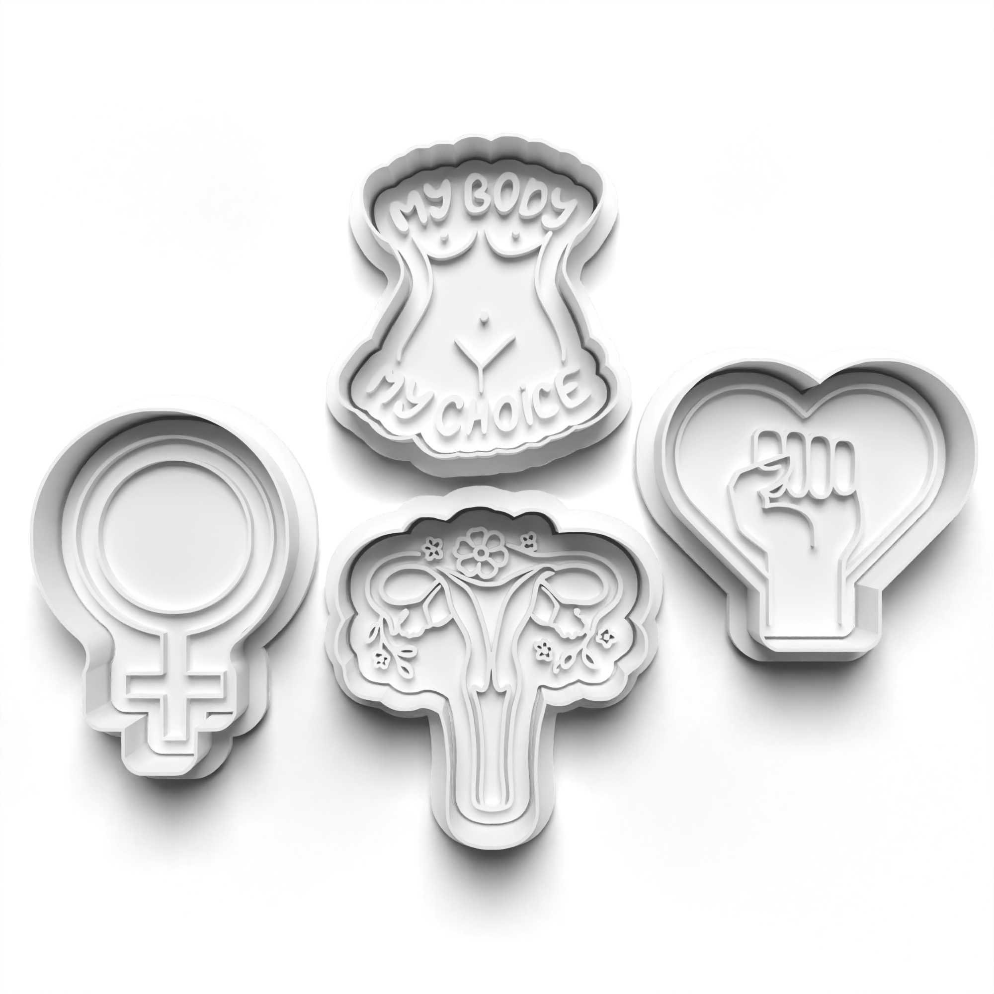 Bodily Autonomy Theme Cookie Cutters Set + Stamps for Baking, Crafts, Dough 0828
