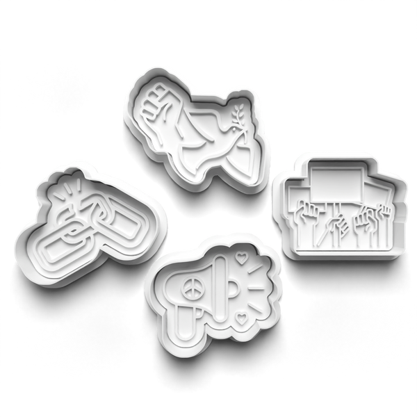 Resistance Theme Cookie Cutters Set + Stamps for Baking, Crafts, Dough 0829