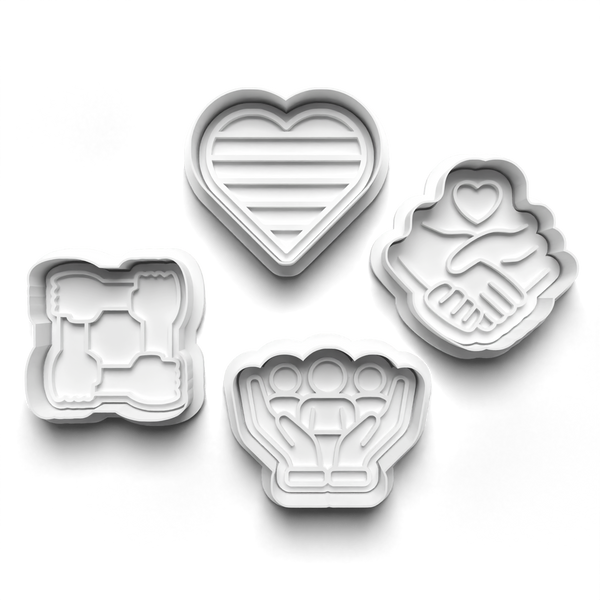 Inclusion Theme Cookie Cutters Set + Stamps for Baking, Crafts, Dough 0830