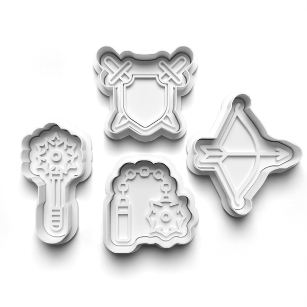 Medieval Theme Cookie Cutters Set + Stamps for Baking, Crafts, Dough 0831