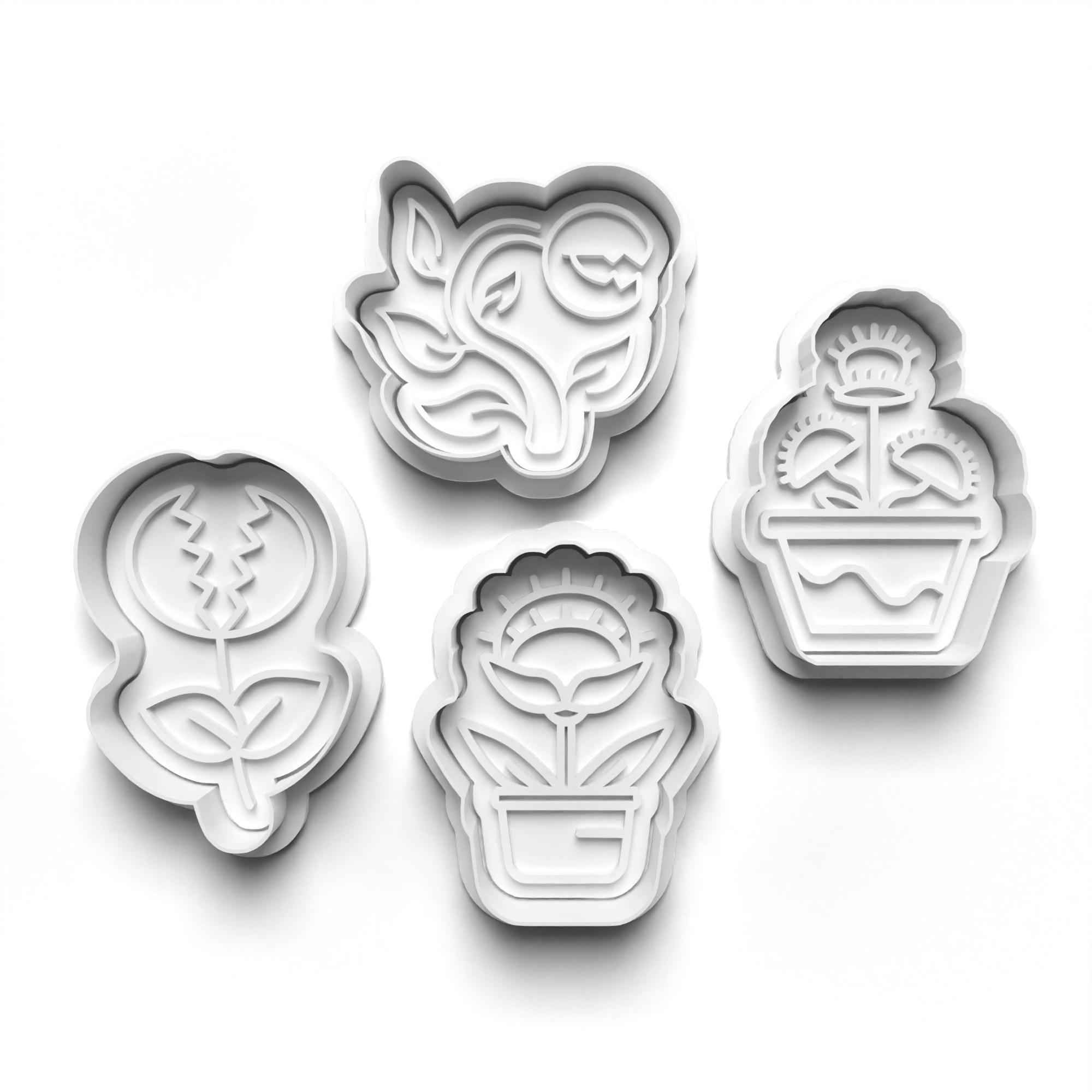 Carnivore Plants Theme Cookie Cutters Set + Stamps for Baking, Crafts, Dough 0832