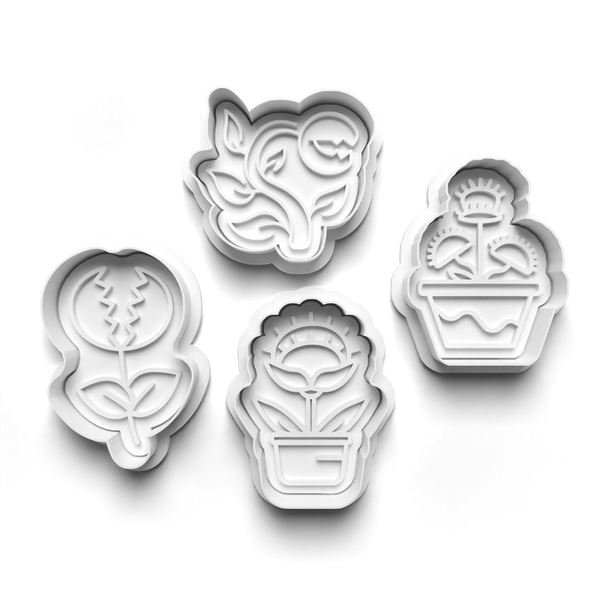 Carnivore Plants Theme Cookie Cutters Set + Stamps for Baking, Crafts, Dough 0832