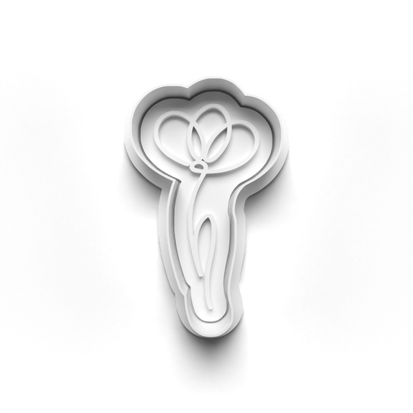 Flower Line Art Theme Cookie Cutters Set + Stamps for Baking, Crafts, Dough 0834