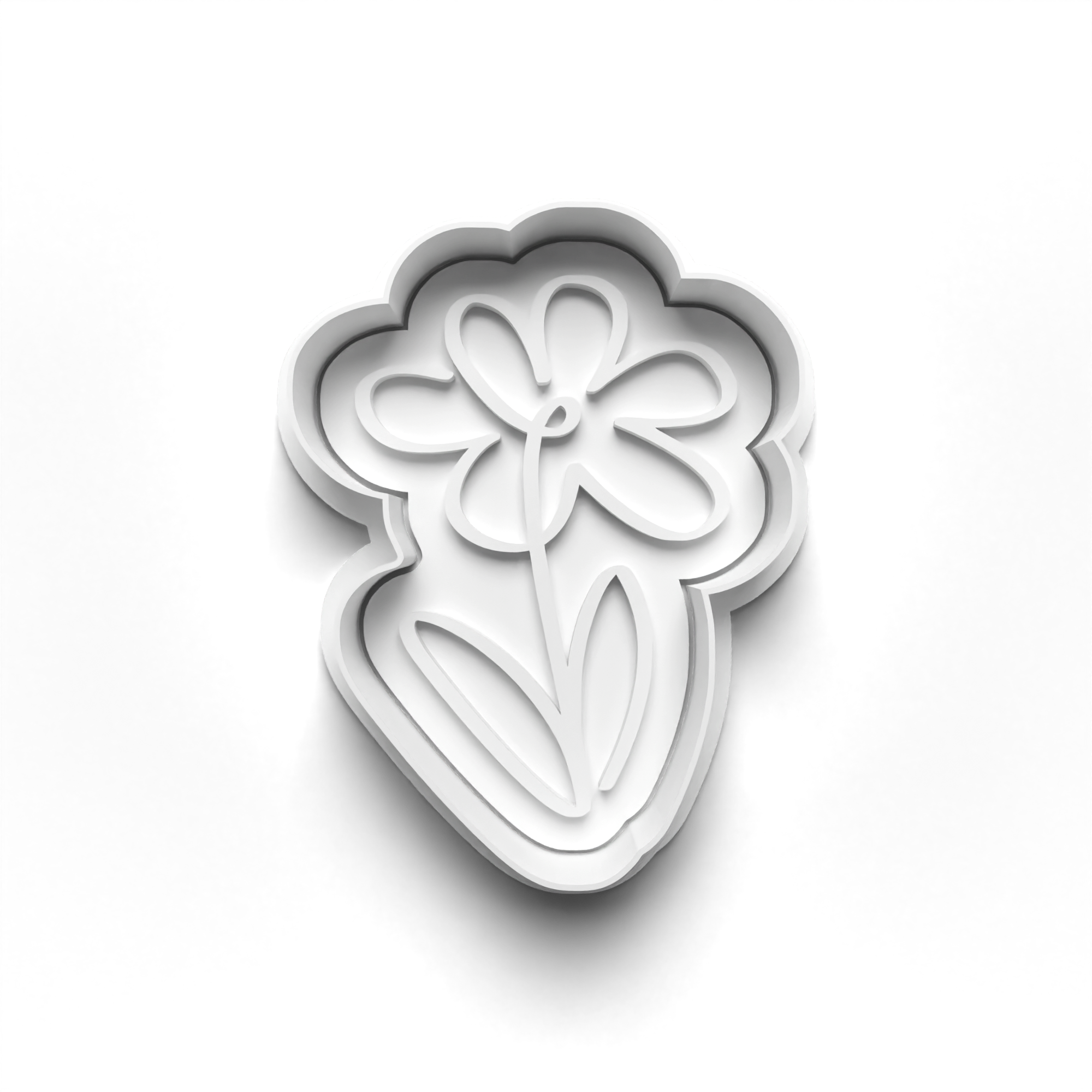 Flower Line Art Theme Cookie Cutters Set + Stamps for Baking, Crafts, Dough 0834