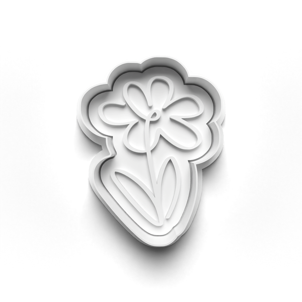 Flower Line Art Theme Cookie Cutters Set + Stamps for Baking, Crafts, Dough 0834