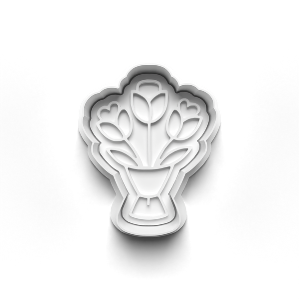 Flower Bouquet Theme Cookie Cutters Set + Stamps for Baking, Crafts, Dough 0838