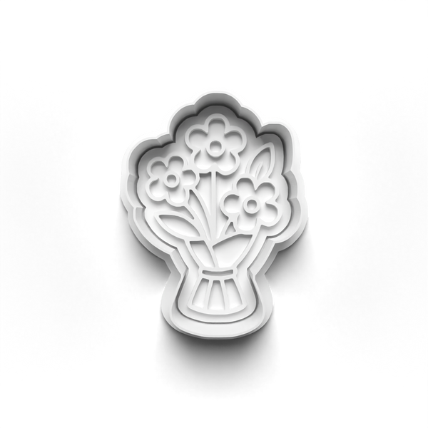 Flower Bouquet Theme Cookie Cutters Set + Stamps for Baking, Crafts, Dough 0838