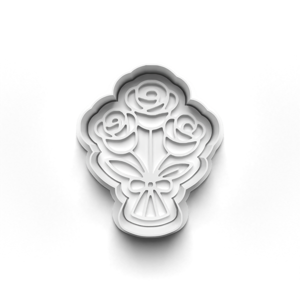 Flower Bouquet Theme Cookie Cutters Set + Stamps for Baking, Crafts, Dough 0838