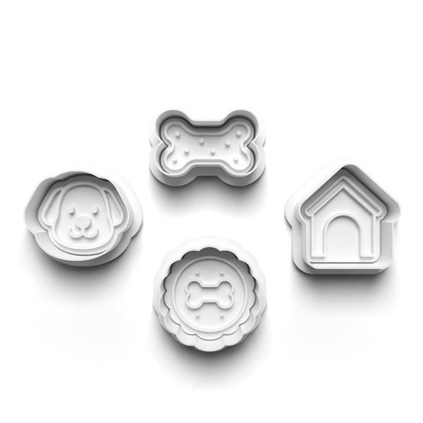 Dog Treats Cookie Cutters Set + Stamps for Baking, Crafts, Dough 0842