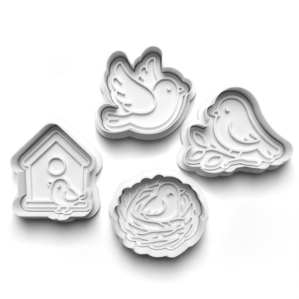 Birds Nest Cookie Cutters Set + Stamps for Baking, Crafts, Dough 0843