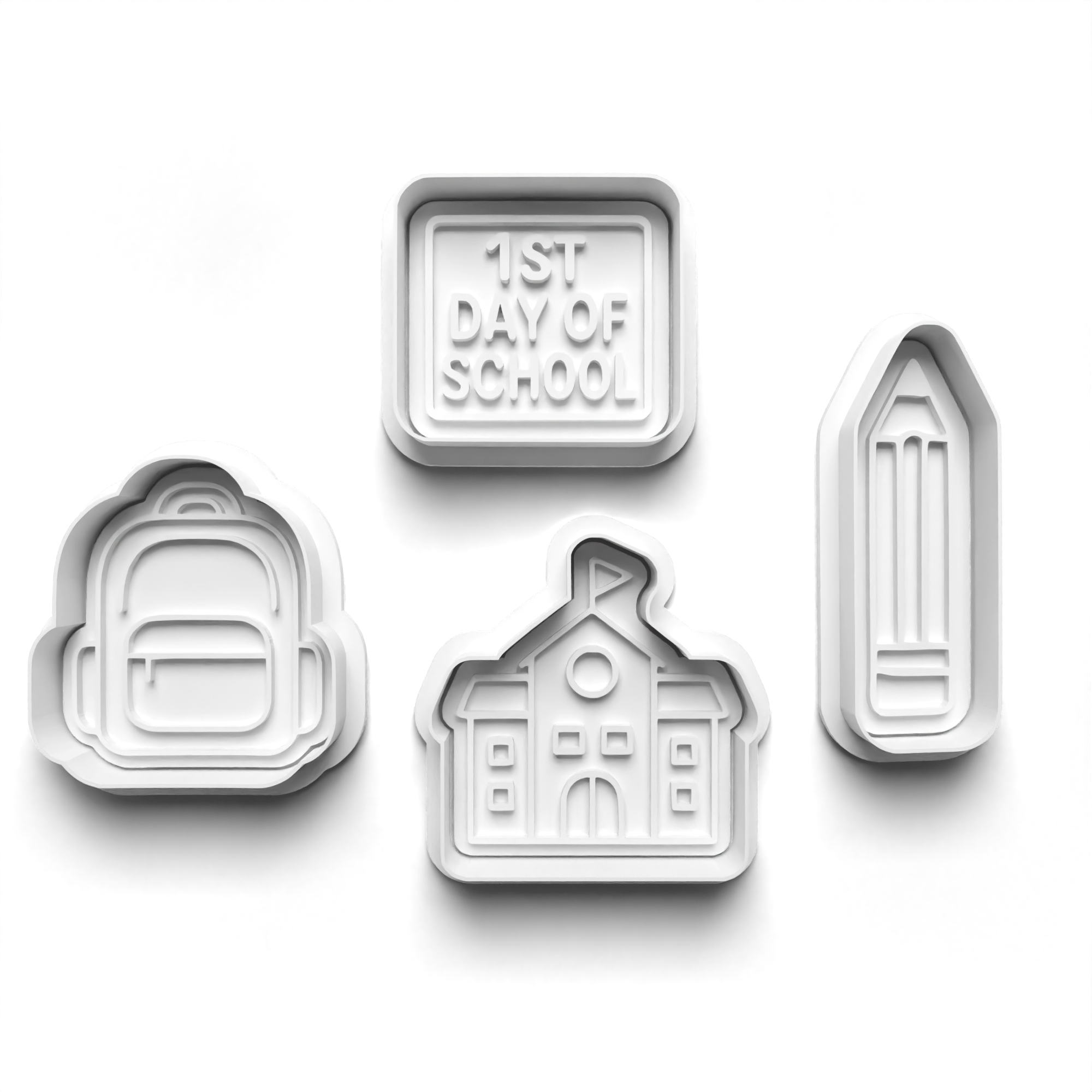 1st Day of School Cookie Cutters Set + Stamps for Baking, Crafts, Dough 0845
