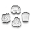 Trash and Recycling Theme Cookie Cutters Set + Stamps for Baking, Crafts, Dough 0849
