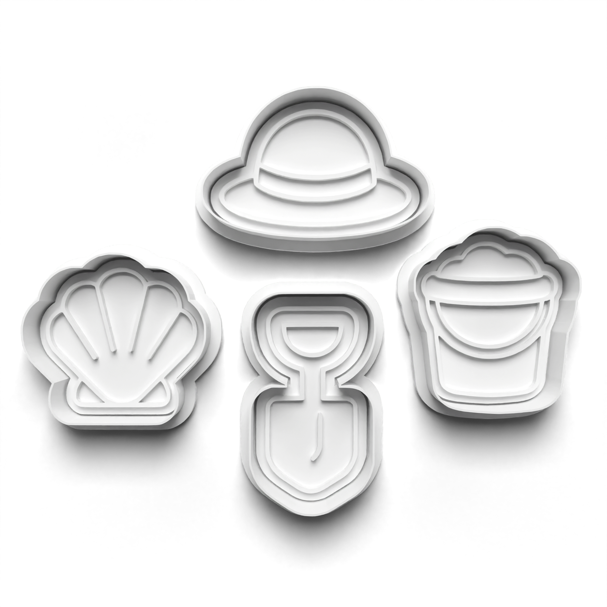 Beach Theme Cookie Cutters Set + Stamps for Baking, Crafts, Dough 0850