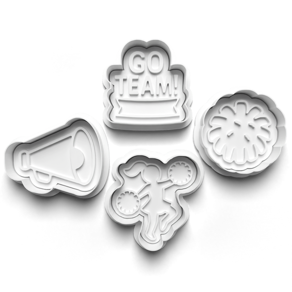 Cheerleader Theme Cookie Cutters Set + Stamps for Baking, Crafts, Dough 0851