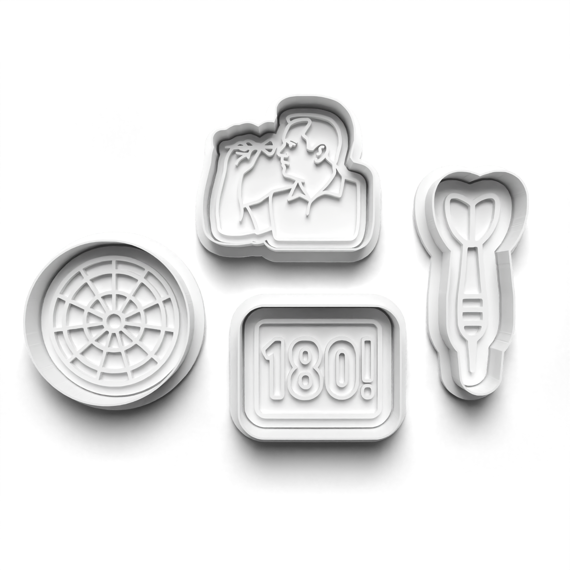 Darts Theme Cookie Cutters Set + Stamps for Baking, Crafts, Dough 0853