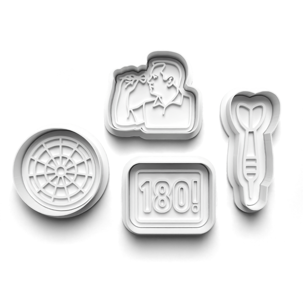 Darts Theme Cookie Cutters Set + Stamps for Baking, Crafts, Dough 0853