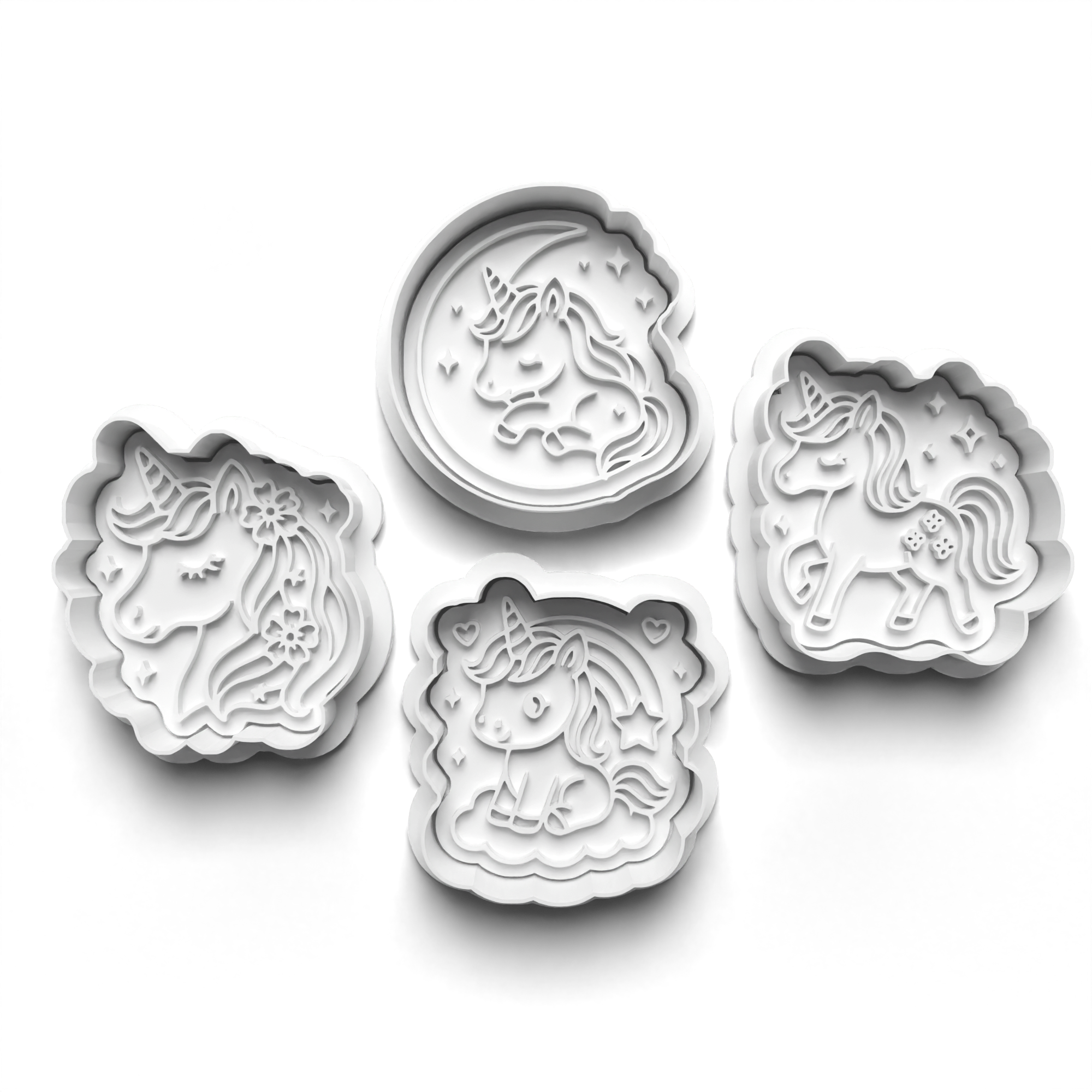 Unicorn Theme Cookie Cutters Set + Stamps for Baking, Crafts, Dough 0868