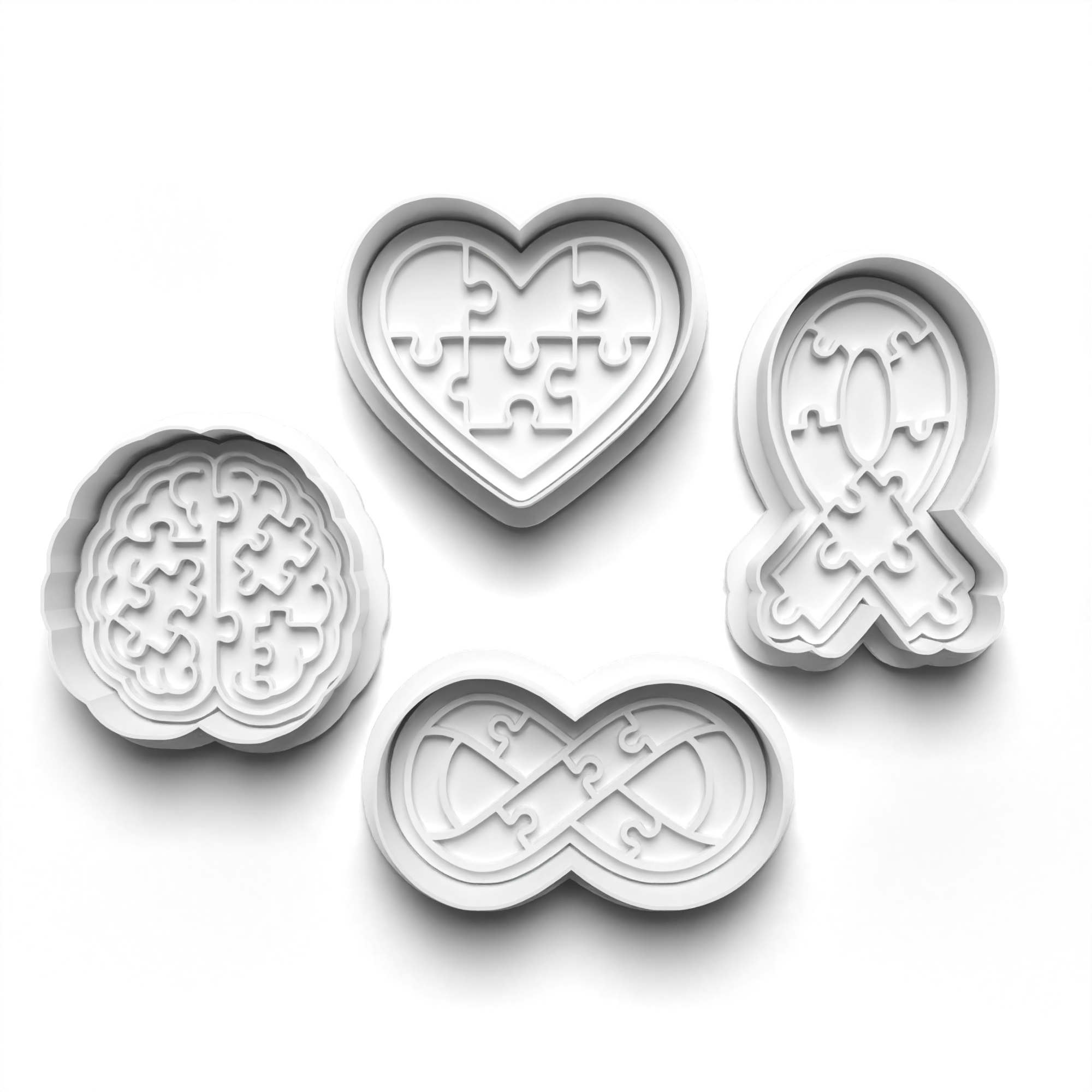 Autism Theme Cookie Cutters Set + Stamps for Baking, Crafts, Dough 0869