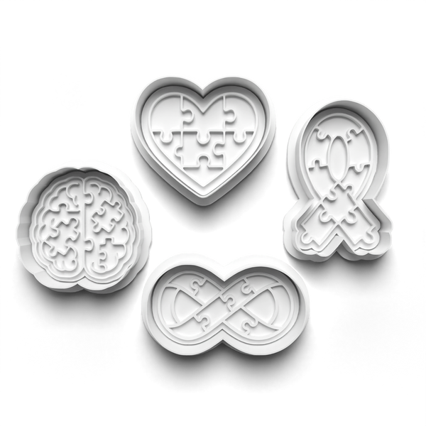 Autism Theme Cookie Cutters Set + Stamps for Baking, Crafts, Dough 0869