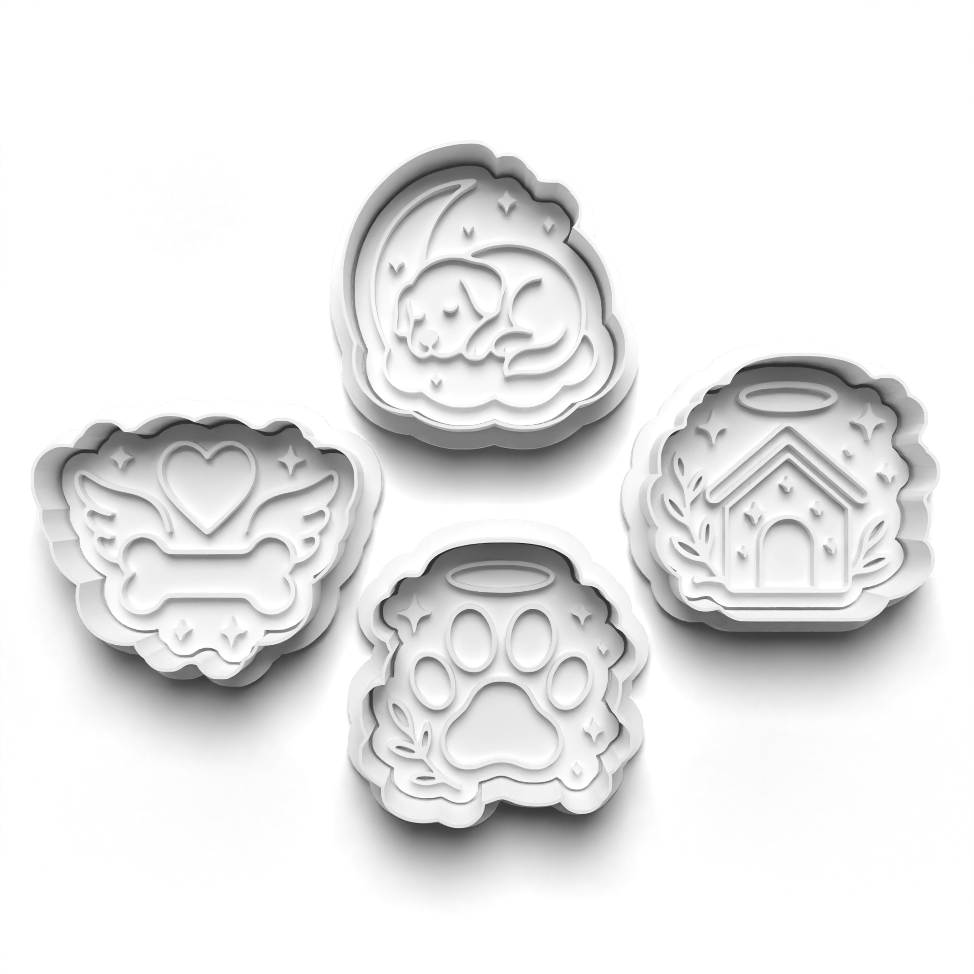 Dog In Memory Themed Cookie Cutters Set + Stamps for Baking, Crafts, Dough 0875
