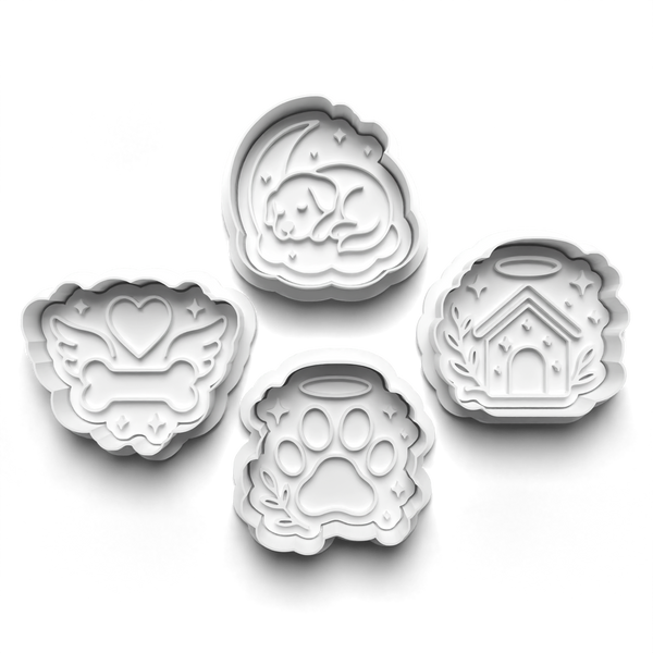 Dog In Memory Themed Cookie Cutters Set + Stamps for Baking, Crafts, Dough 0875