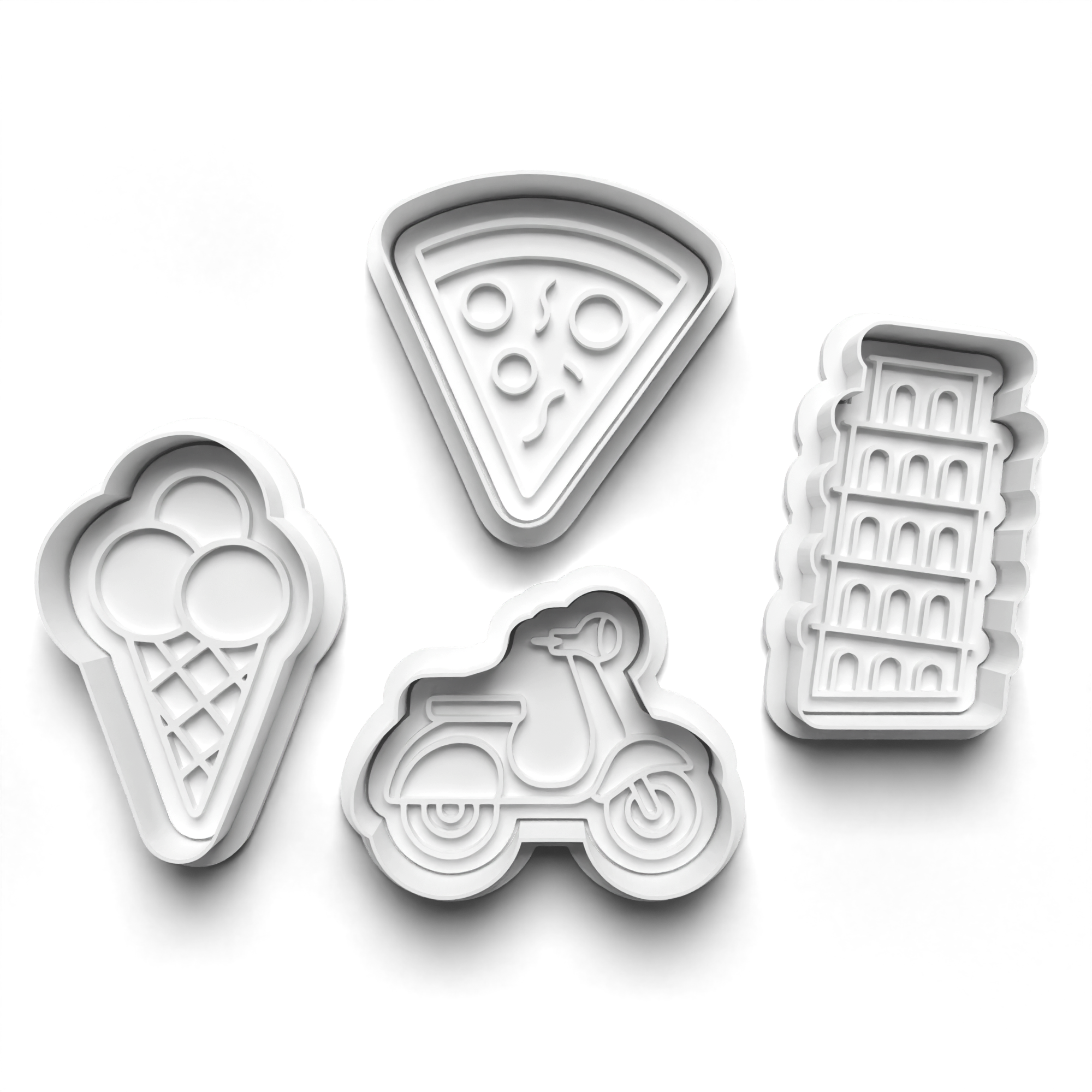 Italy Theme Cookie Cutters Set + Stamps for Baking, Crafts, Dough 0877