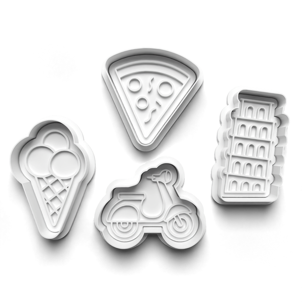 Italy Theme Cookie Cutters Set + Stamps for Baking, Crafts, Dough 0877
