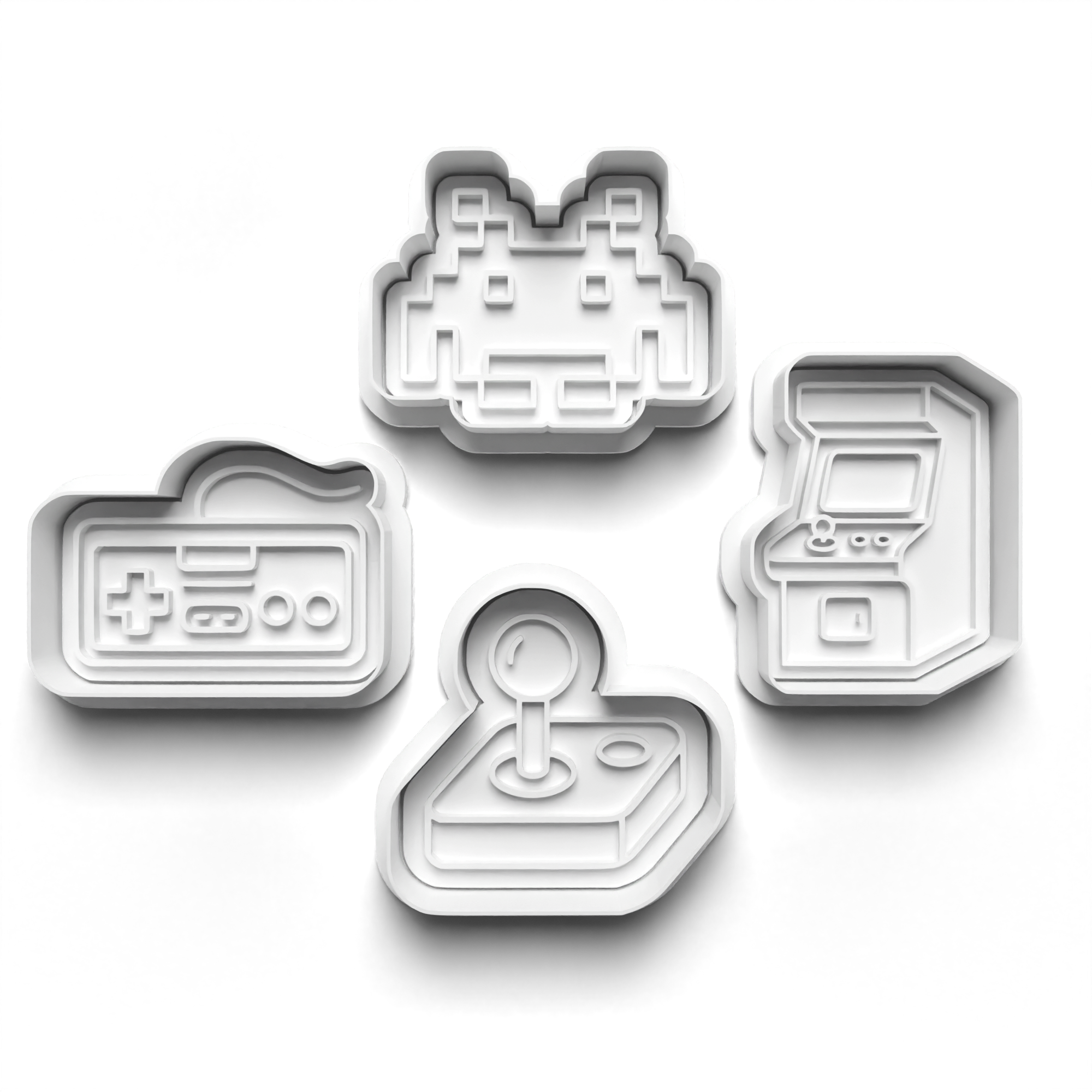 Retro Gaming Theme Cookie Cutters Set + Stamps for Baking, Crafts, Dough 0879