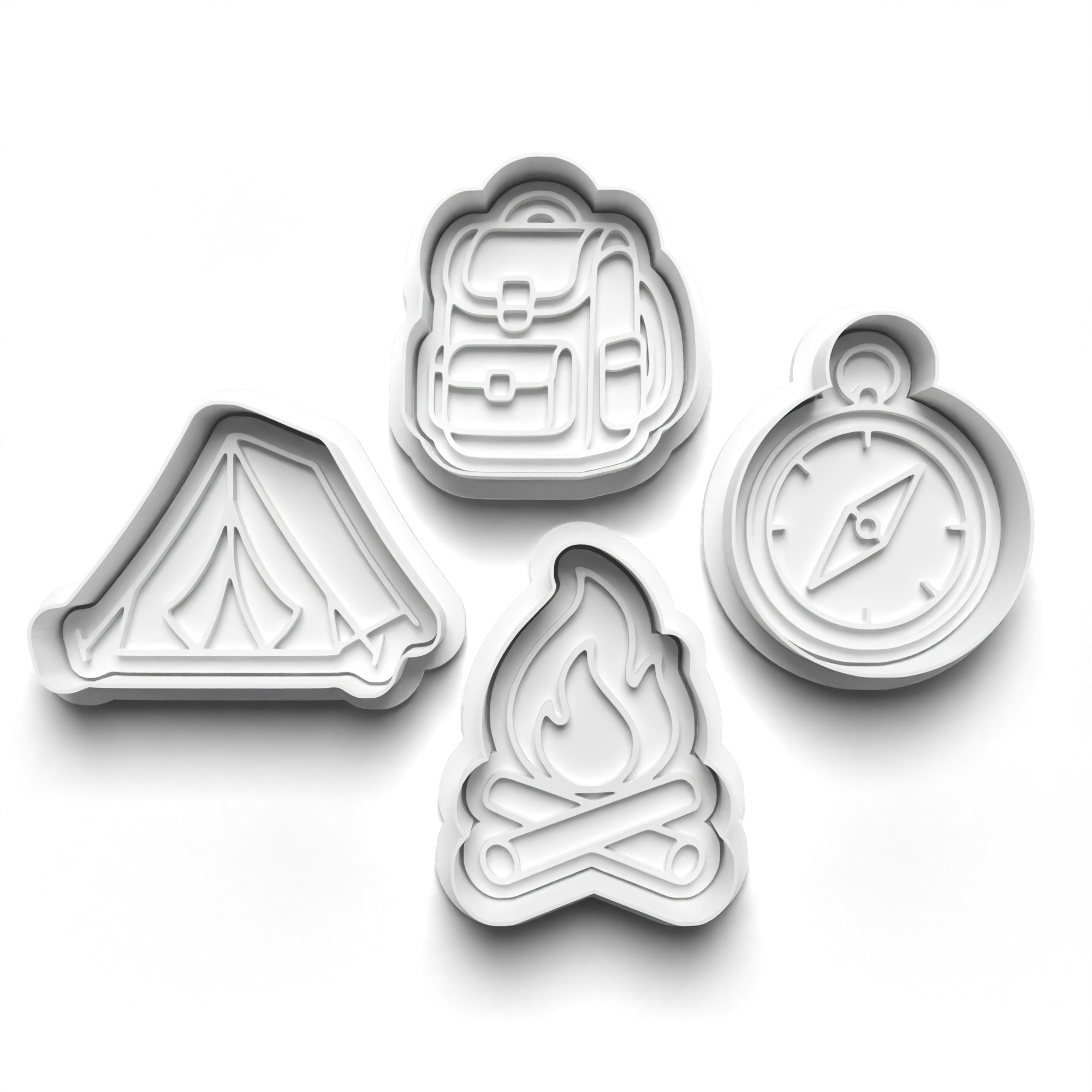 Camping Theme Cookie Cutters Set + Stamps for Baking, Crafts, Dough 0880