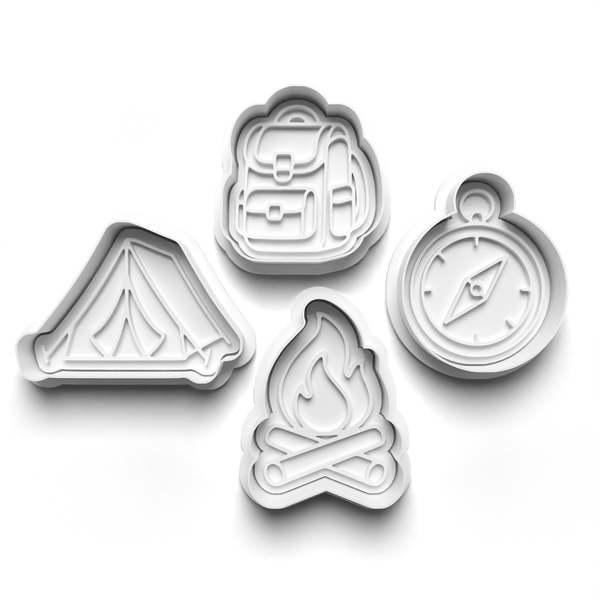 Camping Theme Cookie Cutters Set + Stamps for Baking, Crafts, Dough 0880