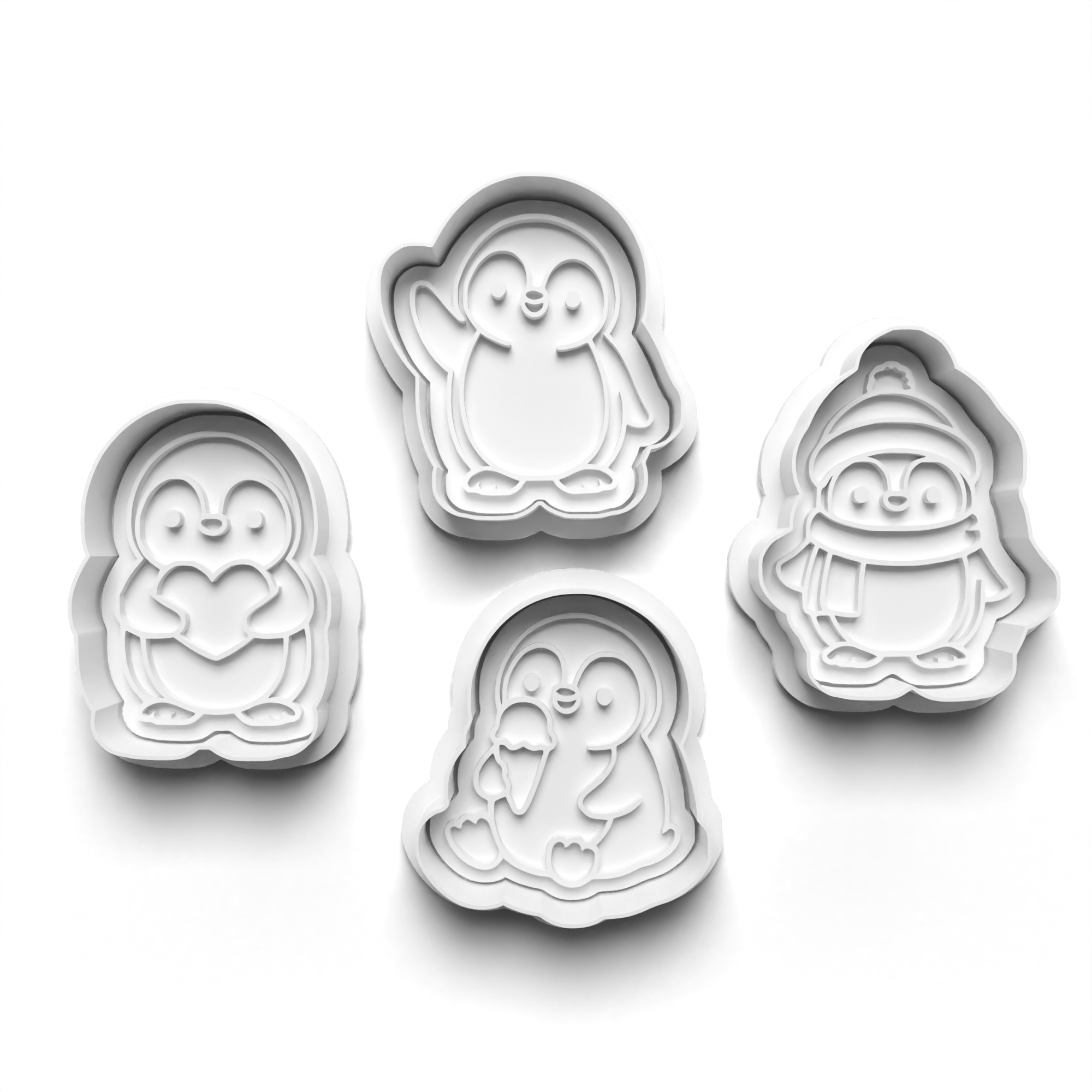 Penguins Theme Cookie Cutters Set + Stamps for Baking, Crafts, Dough 1059