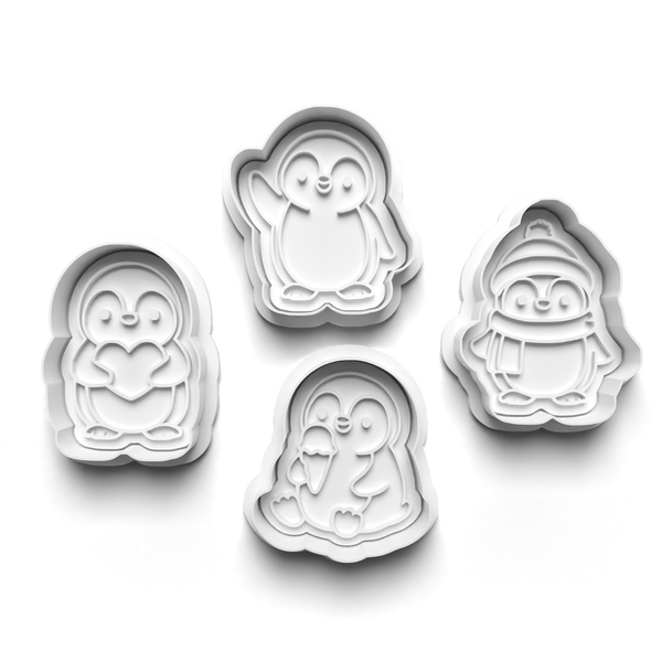Penguins Theme Cookie Cutters Set + Stamps for Baking, Crafts, Dough 1059