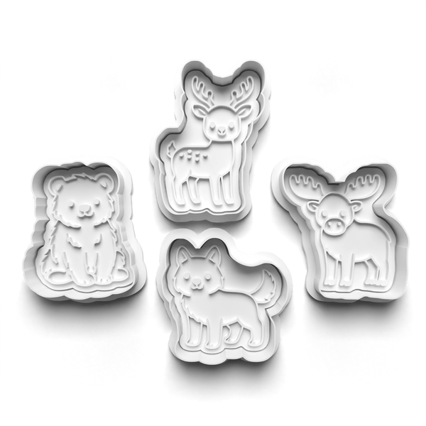 Forest Animals Theme Cookie Cutters Set + Stamps for Baking, Crafts, Dough 1060