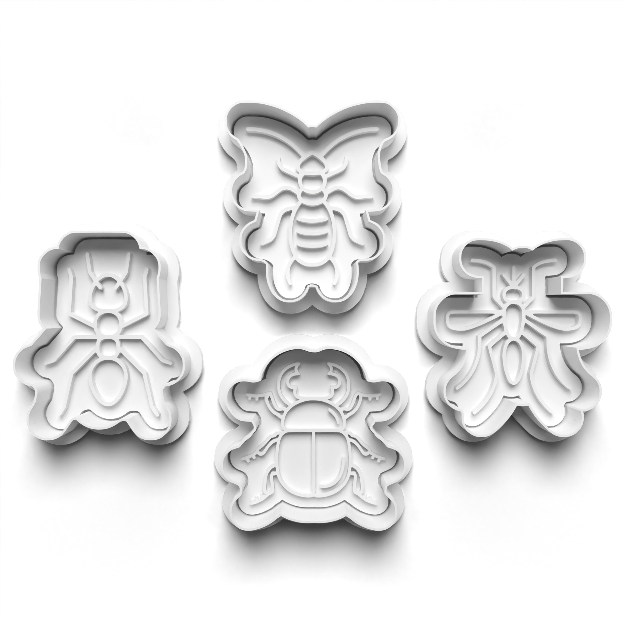 Insects Theme Cookie Cutters Set + Stamps for Baking, Crafts, Dough 1061