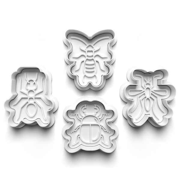 Insects Theme Cookie Cutters Set + Stamps for Baking, Crafts, Dough 1061