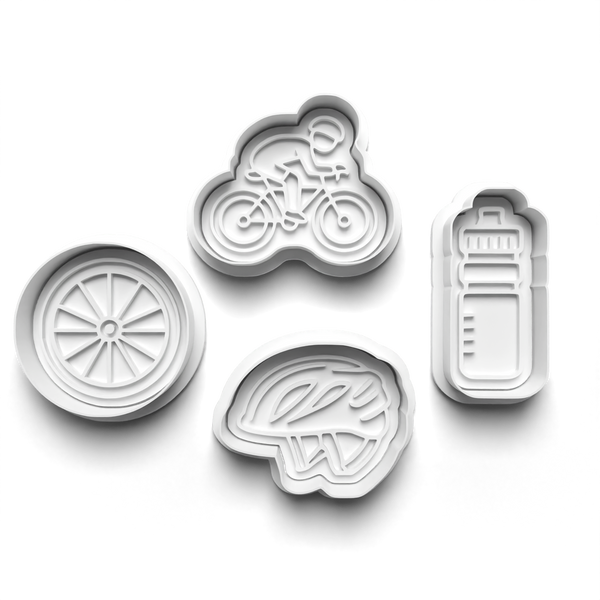 Cycling Theme Cookie Cutters Set + Stamps for Baking, Crafts, Dough 1062