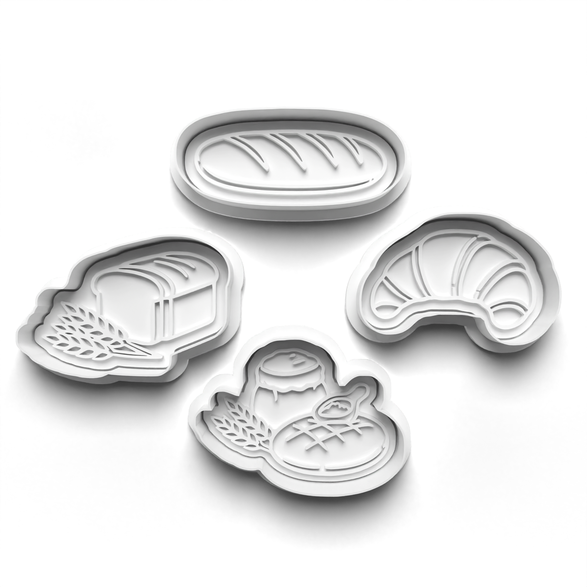 Bread Theme Cookie Cutters Set + Stamps for Baking, Crafts, Dough 1071