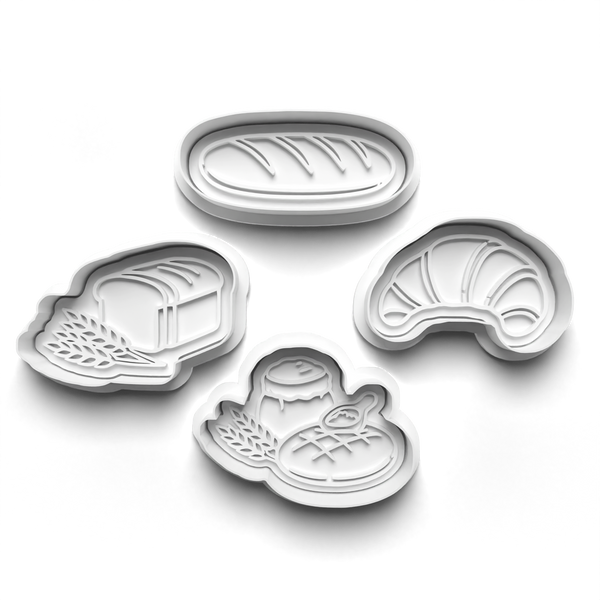 Bread Theme Cookie Cutters Set + Stamps for Baking, Crafts, Dough 1071