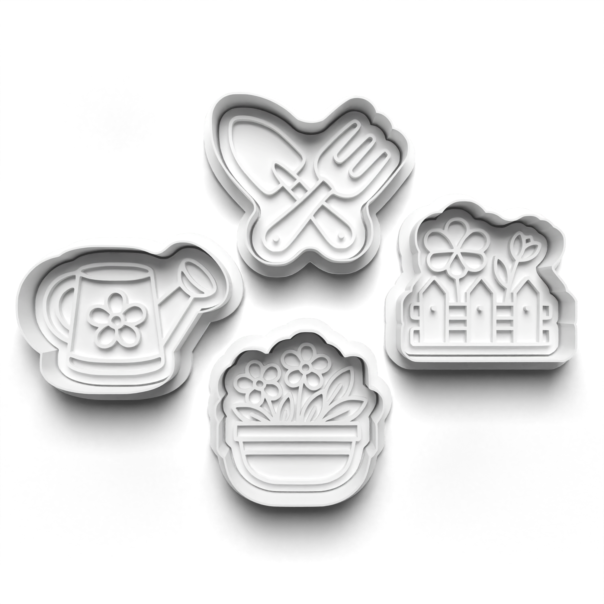 Garden Flowers Theme Cookie Cutters Set + Stamps for Baking, Cookies, Crafts 1077