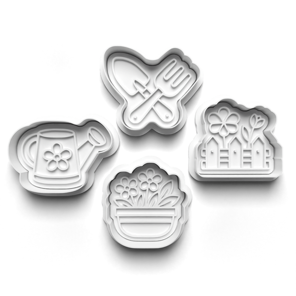 Garden Flowers Theme Cookie Cutters Set + Stamps for Baking, Cookies, Crafts 1077