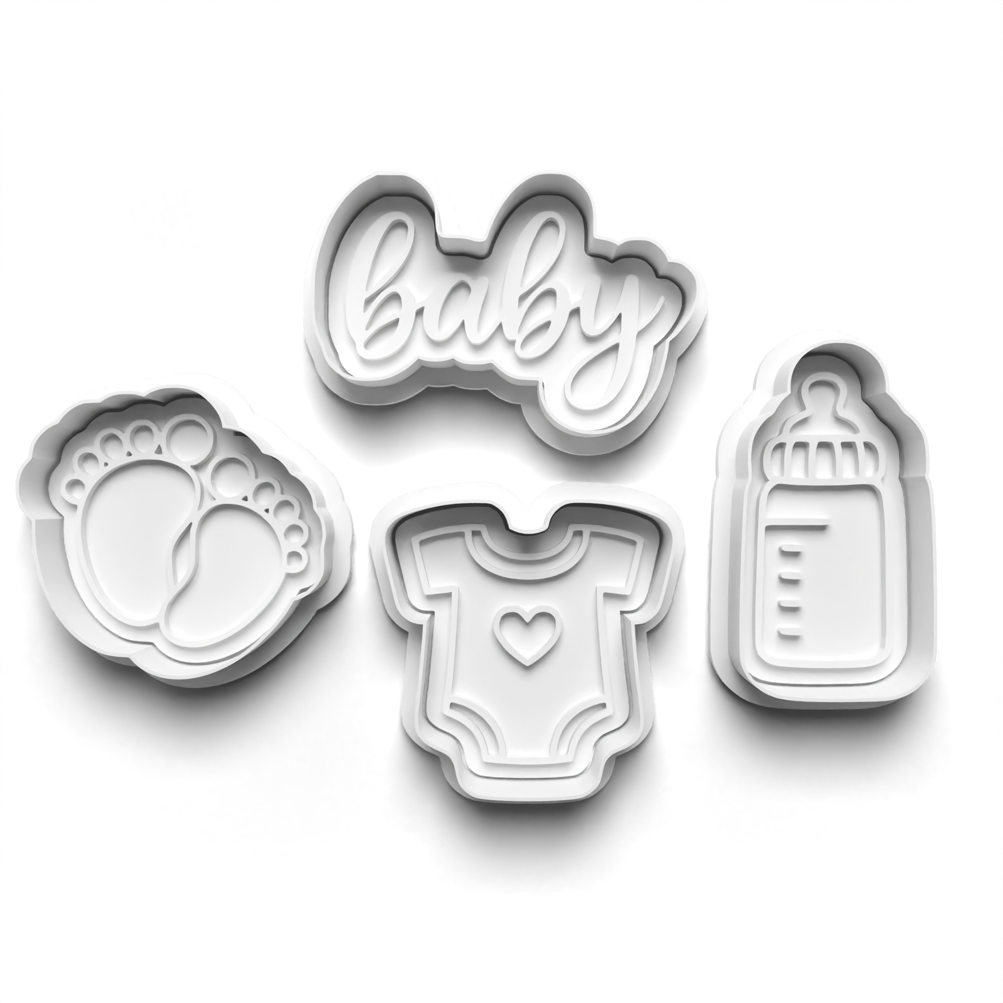 Baby Shower Theme Cookie Cutters Set + Stamps for Baking, Cookies, Crafts 1080
