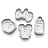 Baby Shower Theme Cookie Cutters Set + Stamps for Baking, Cookies, Crafts 1080