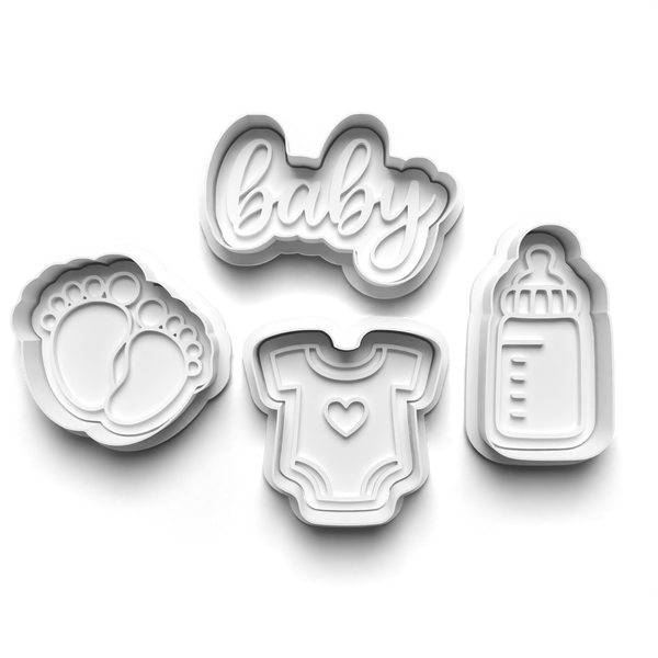 Baby Shower Theme Cookie Cutters Set + Stamps for Baking, Cookies, Crafts 1080