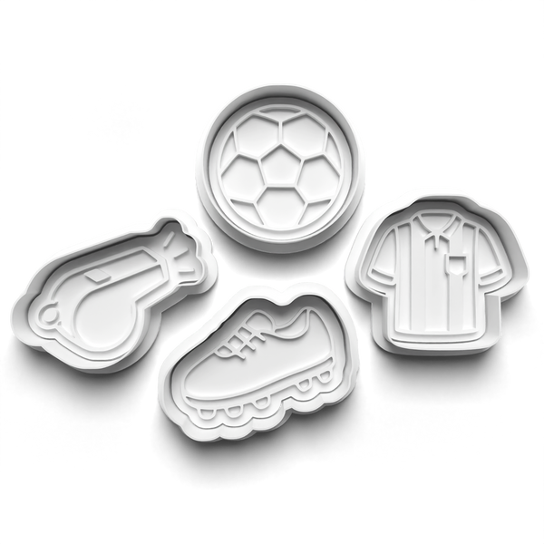 Soccer Theme Cookie Cutters Set + Stamps for Baking, Cookies, Crafts 1084