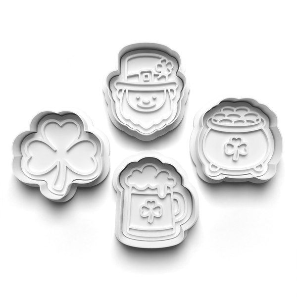 Saint Patricks Day Theme Cookie Cutters Set + Stamps for Baking, Cookies, Crafts 1085