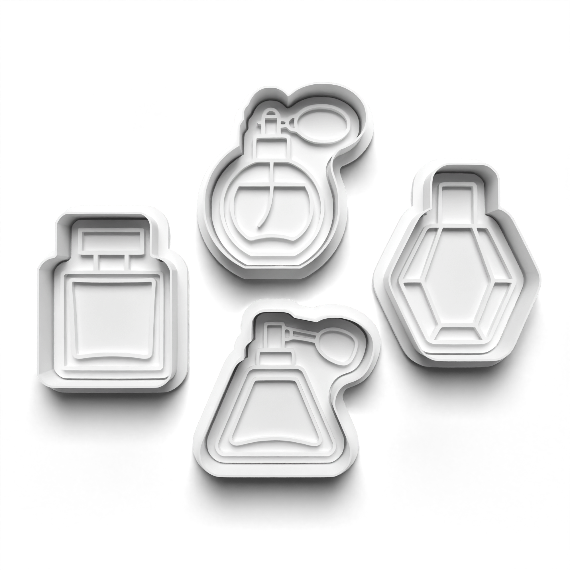 Perfume Bottles Theme Cookie Cutters Set + Stamps for Baking, Cookies, Crafts 1087