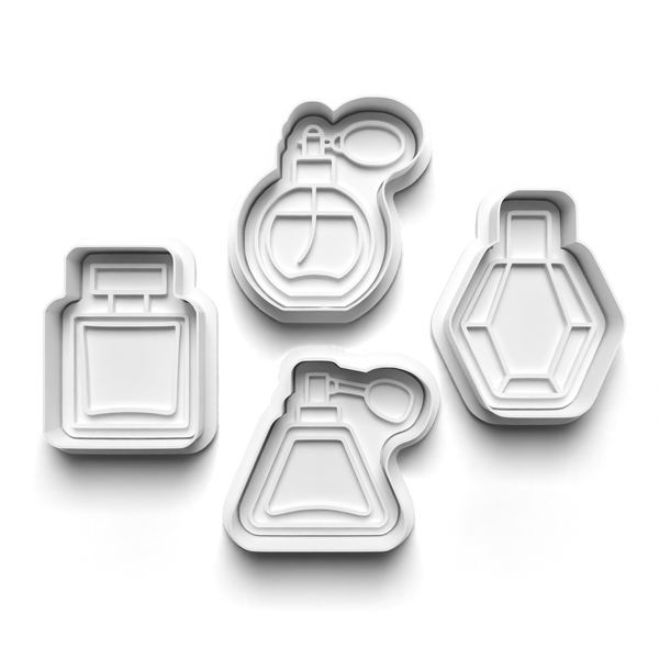 Perfume Bottles Theme Cookie Cutters Set + Stamps for Baking, Cookies, Crafts 1087
