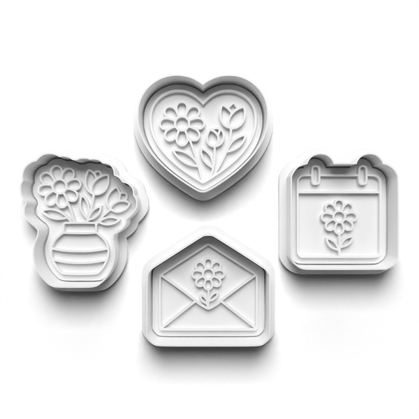 Mothers Day Theme Cookie Cutters Set + Stamps for Baking, Cookies, Crafts 1095