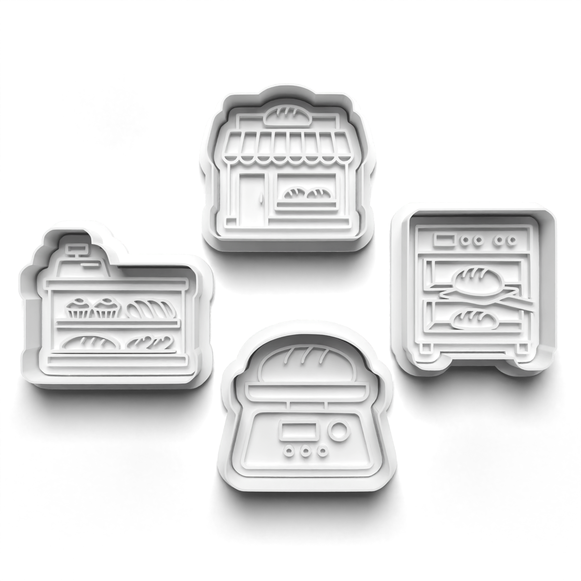 Bakery Theme Cookie Cutters Set + Stamps for Baking, Cookies, Crafts 1099
