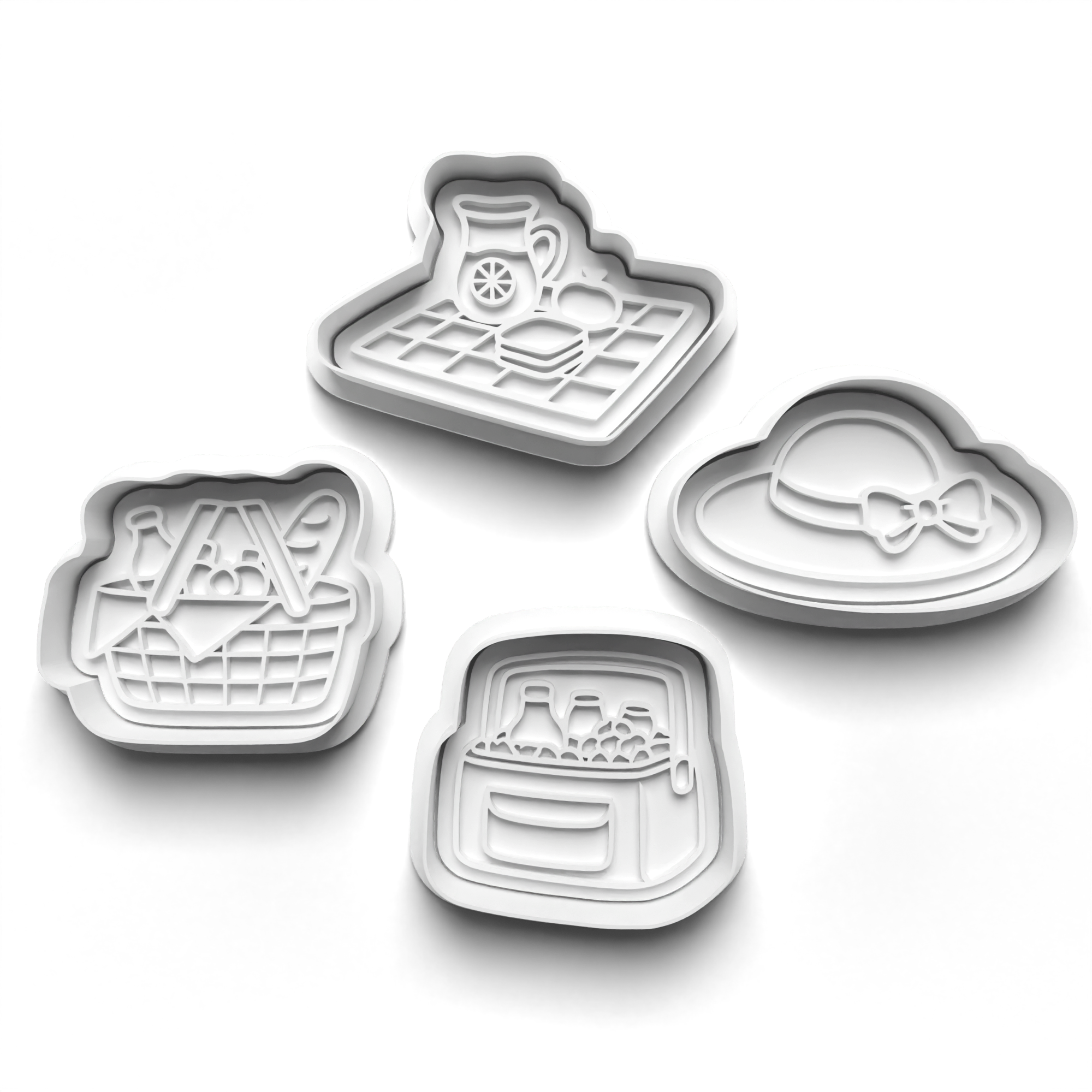 Picnic Theme Cookie Cutters Set + Stamps for Baking, Cookies, Crafts 1101